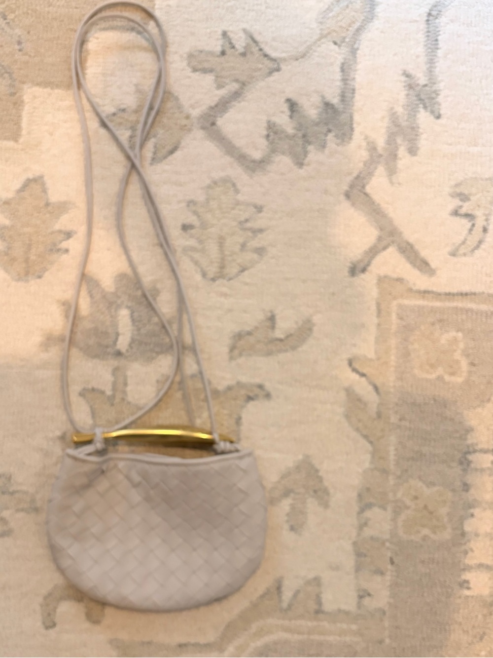 Woven Crossbody Bag in Light Gray with Gold Accent